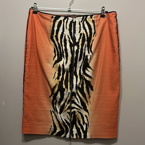 EUC Marc Cain N6 zebra coral high waist skirt w full length 2-way zipper back - Picture 4 of 8
